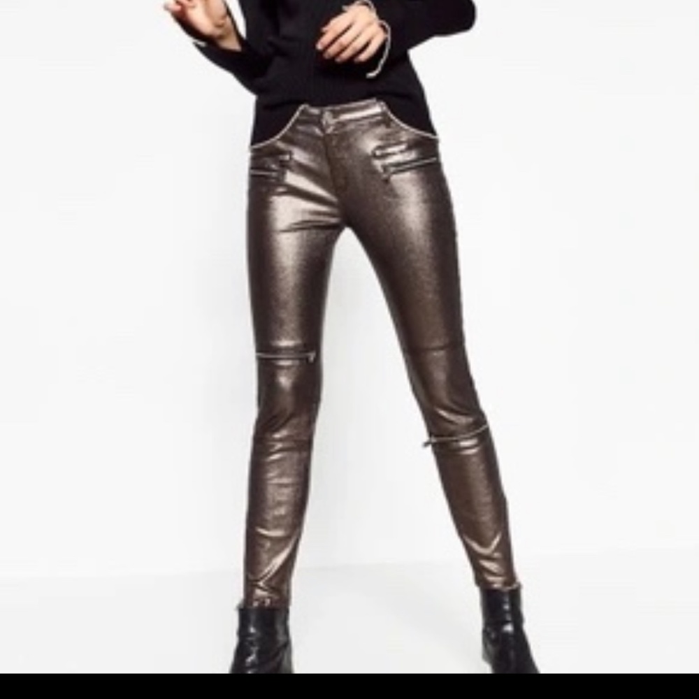 Zara Metallic Biker pants size EUR 36